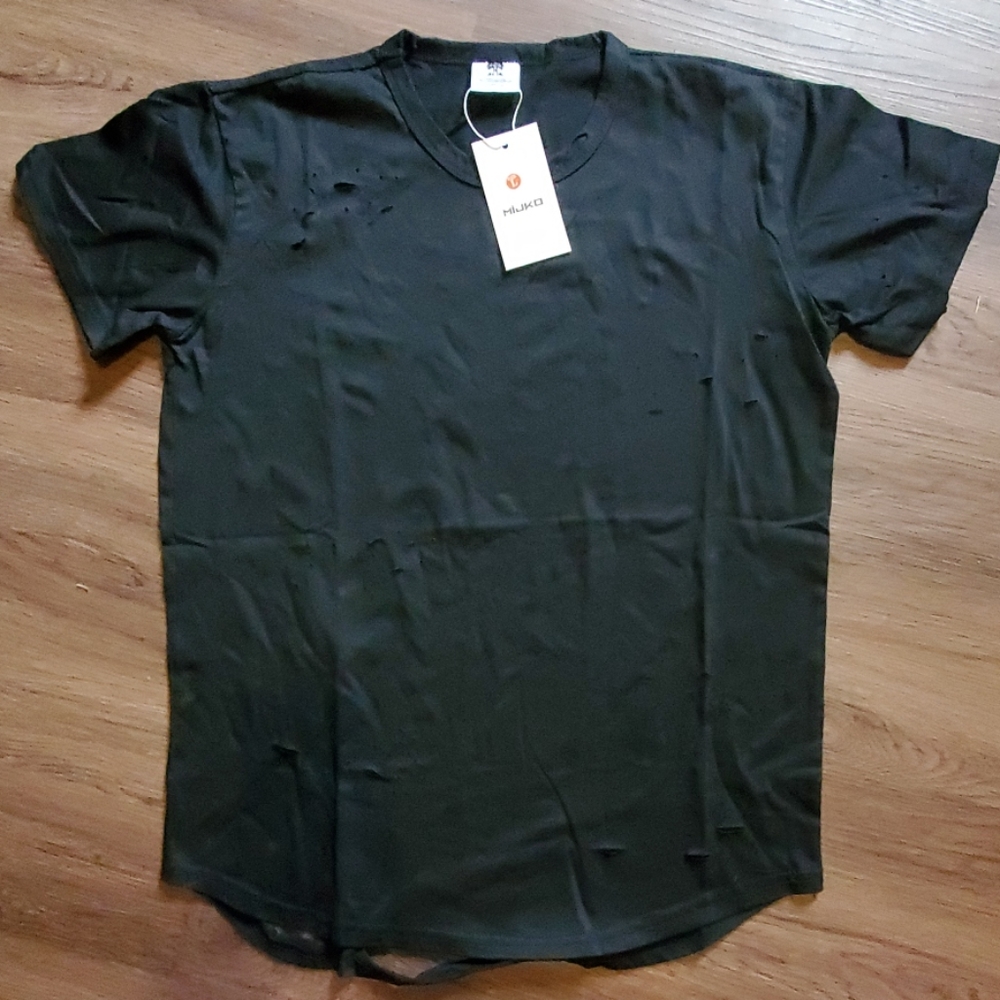 Black distressed mens t shirt